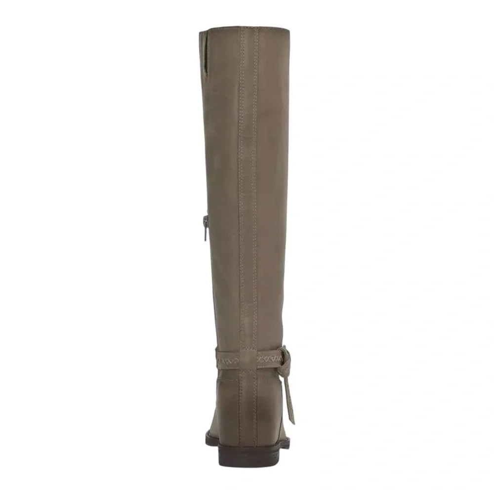 Lucky Brand Maltet Tall Buckle Riding Boots Silver Cloud Leather